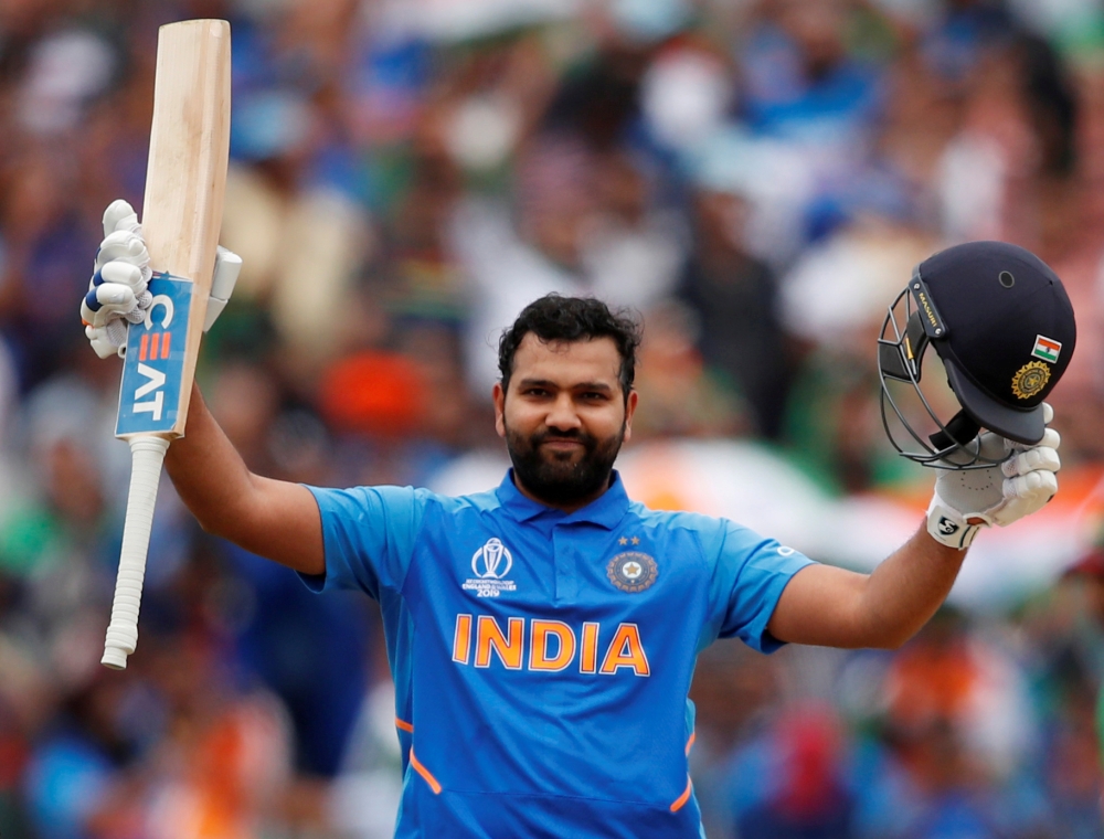 India's Rohit Sharma celebrates his century during the Cricket World Cup match against  Bangladesh at Edgbaston, Birmingham, Britain in this July 2, 2019 file photo. — Reuters