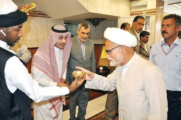 An Iranian pilgrim is welcomed on arrival at Prince Muhammad Bin Abdulaziz International Airport in Madinah.