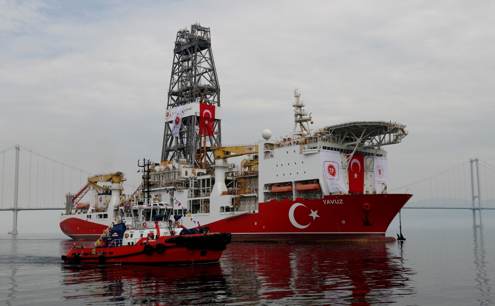 Turkish drilling vessel Yavuz sets sail in Izmit Bay, on its way to the Mediterranean Sea, off the port of Dilovasi, Turkey, in this June 20, 2019 file photo. — Reuters