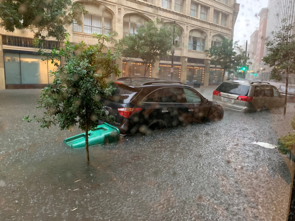 Vehicles sit in high waters after heavy rain in New Orleans, Louisiana, in this image obtained from social media on Wednesday. — Reuters