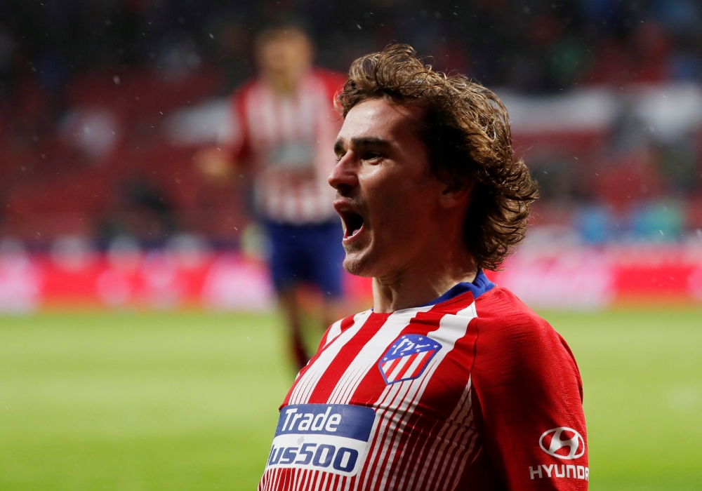 Atletico Madrid's Antoine Griezmann celebrates scoring their second goal     against Valencia at Wanda Metropolitano, Madrid, Spain in this April 24, 2019, photo. — Reuters