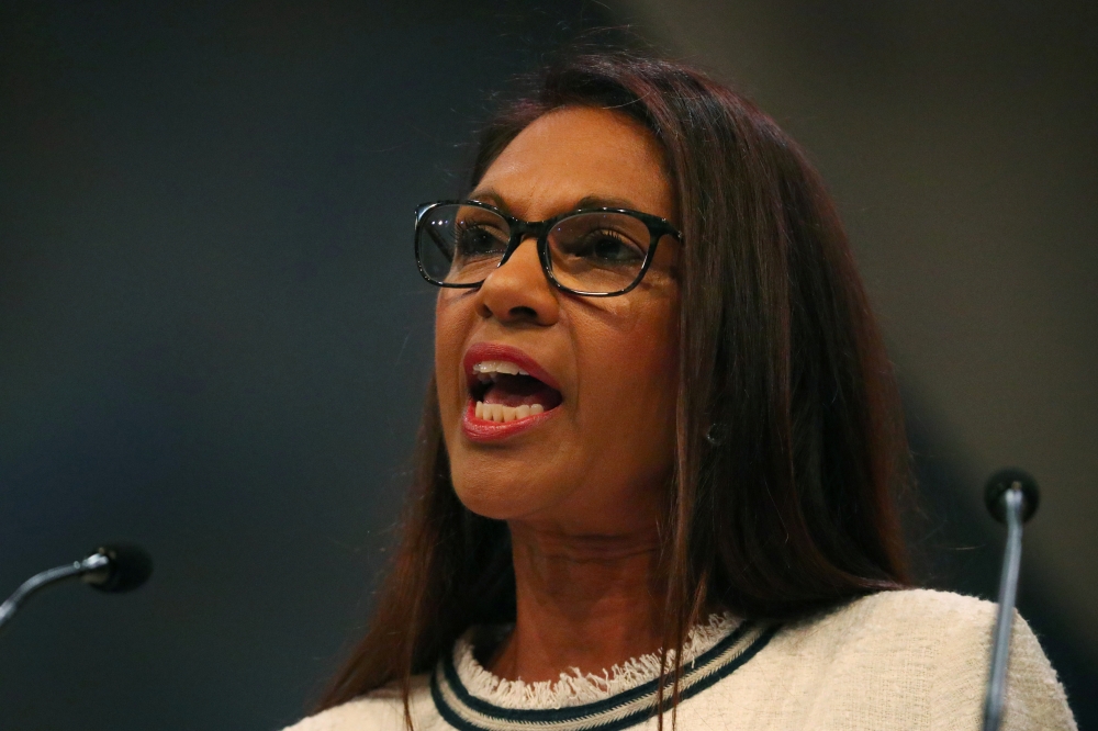  Anti-Brexit campaigner Gina Miller addresses the audience at the Liberal Democrats Conference in Brighton, Britain, September 17, 2018. -Reuters