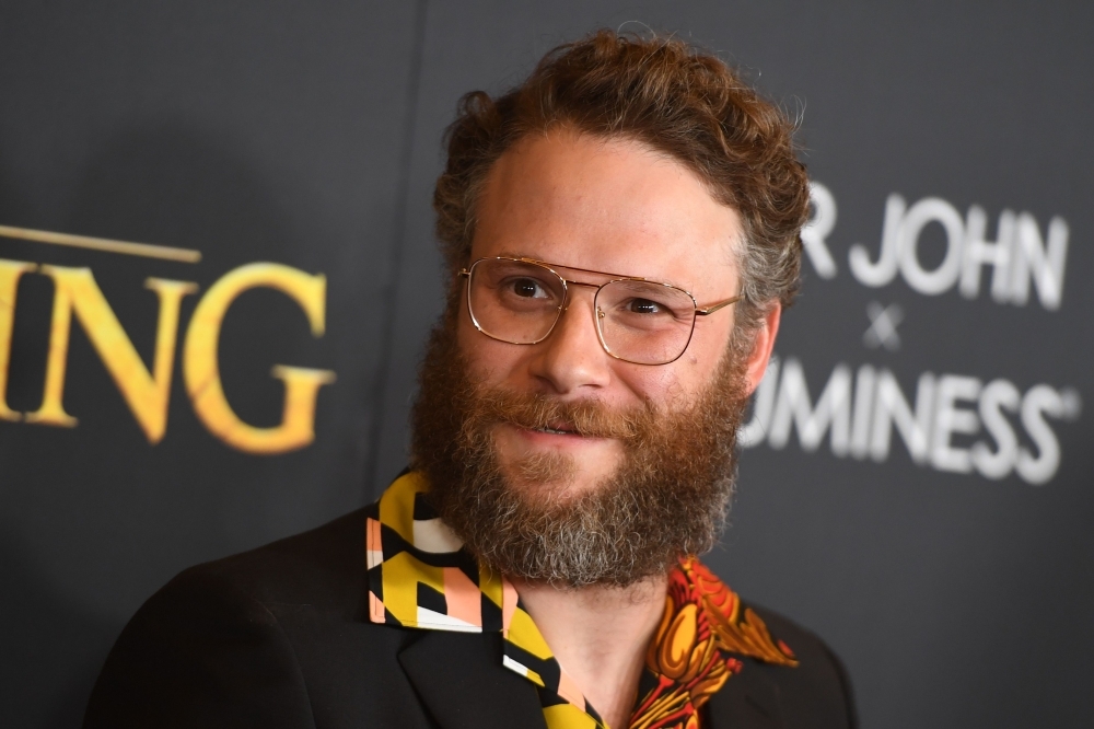 In this file photo taken on July 9, 2019, US-Canadian actor Seth Rogen arrives for the world premiere of Disney's 