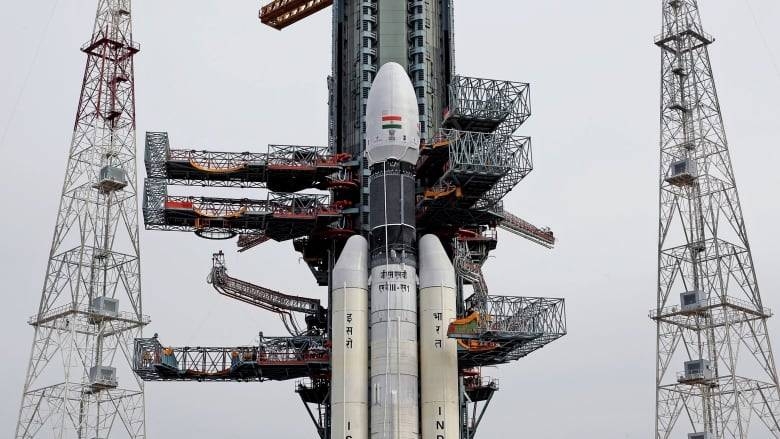 The Geosynchronous Satellite Launch Vehicle (GSLV) MkIII-M1 is seen being prepared for its scheduled July 15 launch in Sriharikota, India, earlier this month. -Courtesy photo