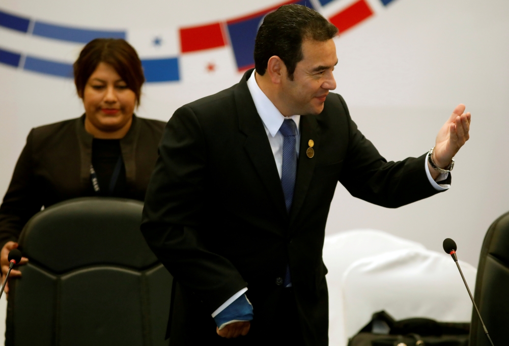 Guatemala's President Jimmy Morales gestures during a meeting of the Central American Integration System (SICA), in Guatemala City, Guatemala on June 5. -Courtesy photo