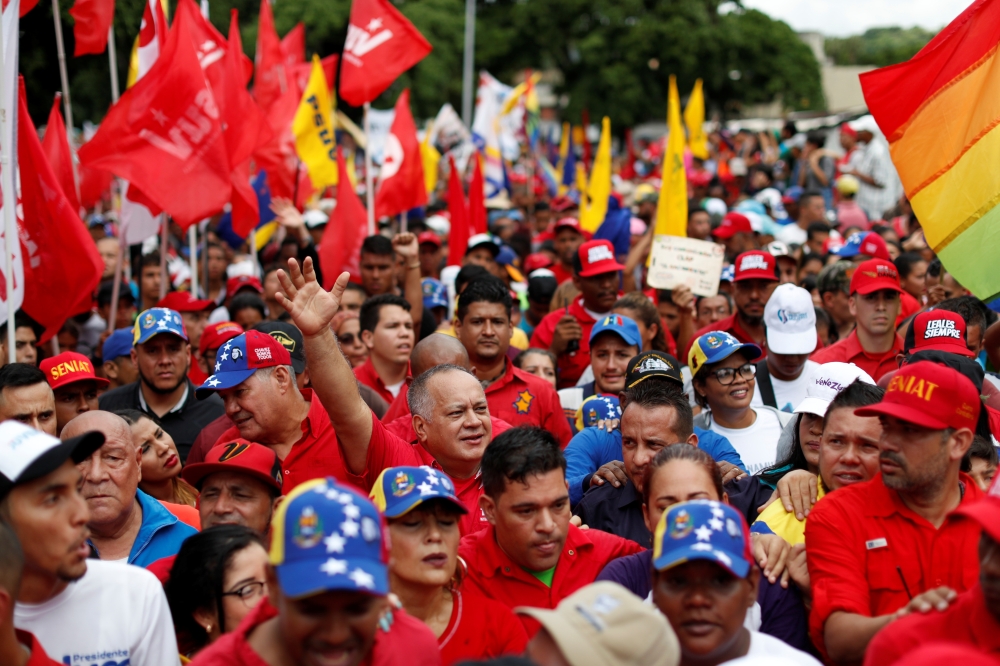 Venezuela's National Constituent Assembly President Diosdado Cabello takes part in a rally against the report of UN High Commissioner for Human Rights Michelle Bachelet, in Caracas on Saturday. -Reuters
