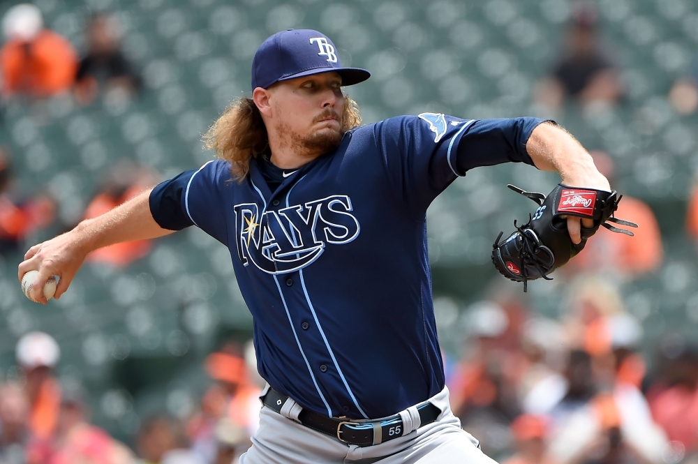 Ryne Stanek of the Tampa Bay Rays pitches during the first inning against the Baltimore Orioles at Oriole Park at Camden Yards in Baltimore, Maryland, on Sunday. — AFP