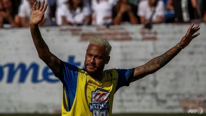 Neymar played in a five-a-side tournament for his charity in Sao Paulo on Saturday. — AFP