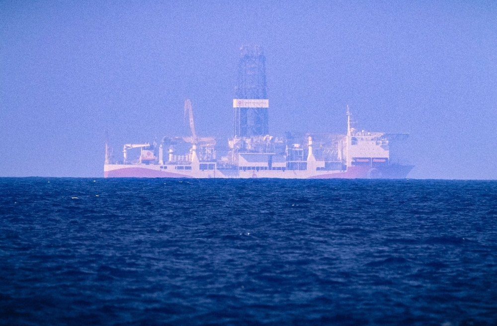 This file photo taken on June 24, 2019 in the Mediterranean Sea off Cyprus approximately 20 nautical miles northwest of Paphos shows the drilling vessel Fatih, which was deployed by Turkey to search for gas and oil in waters considered part of the EU state's exclusive economic zone. -AFP 