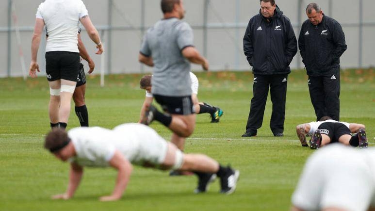 New Zealand head coach Steve Hansen during training session at the Lensbury, London, Britain, in this Nov. 6, 2018 file photo. —  Reuters