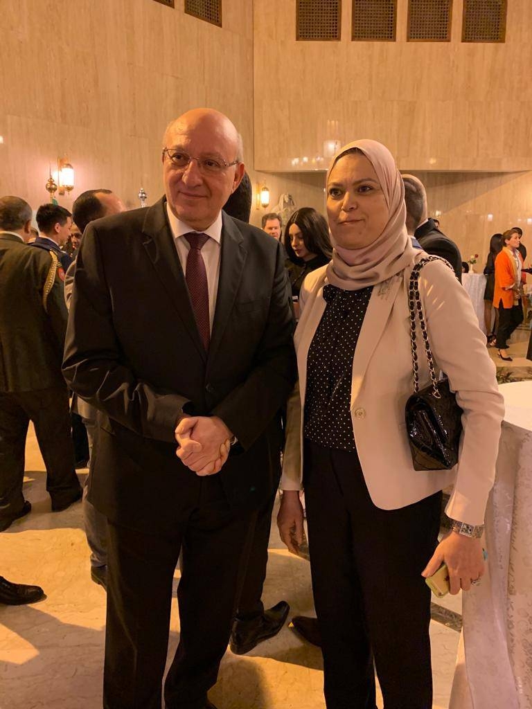 Egypt’s Ambassador to Riyadh Nasser Hamdy delivers his welcome speech. The ambassador's wife stands on the right. — SG photos by Samar Yahya