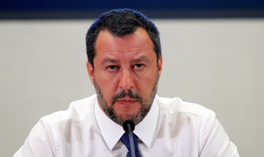 Italy's Deputy Prime Minister Matteo Salvini addresses a news conference at the end of a meeting with key economic players to discuss the forthcoming 2020 budget, at Viminale Palace, Rome, Italy, on Monday. — Reuters
