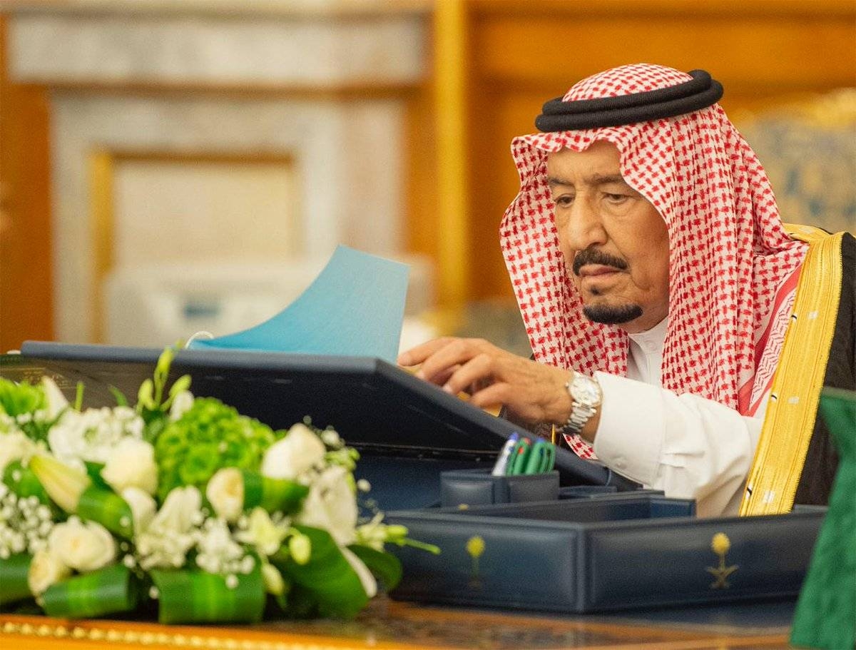 Custodian of the Two Holy Mosques King Salman chairs the Council of Ministers meeting at Al-Salam Palace in Jeddah on Tuesday. — SPA