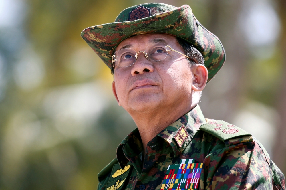  Myanmar military commander-in-chief, Senior General Min Aung Hlaing, attends a military exercise at Ayeyarwaddy delta region in Myanmar, February 3, 2018. -Reuters photo