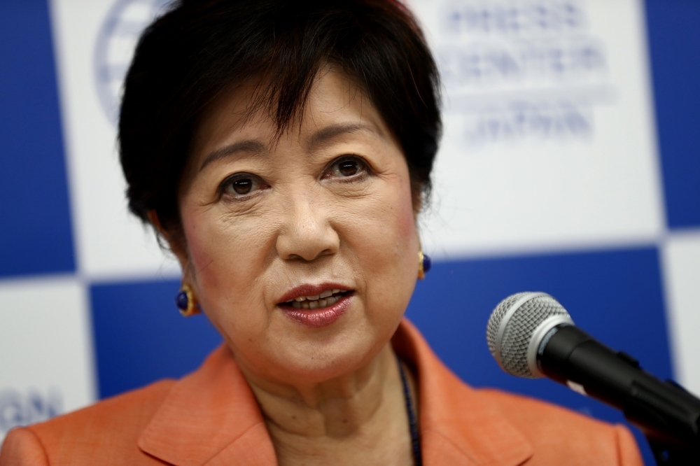 Tokyo Governor Yuriko Koike speaks during a briefing on preparations for the 2020 Olympics and Paralympics in Tokyo on Thursday. — AFP
