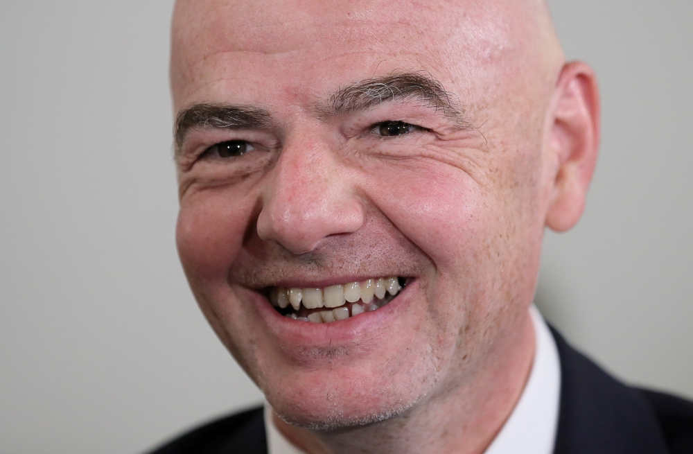 FIFA President Gianni Infantino reacts before an awarding ceremony at the Kremlin in Moscow, Russia in this May 23, 2019, photo. — Reuters