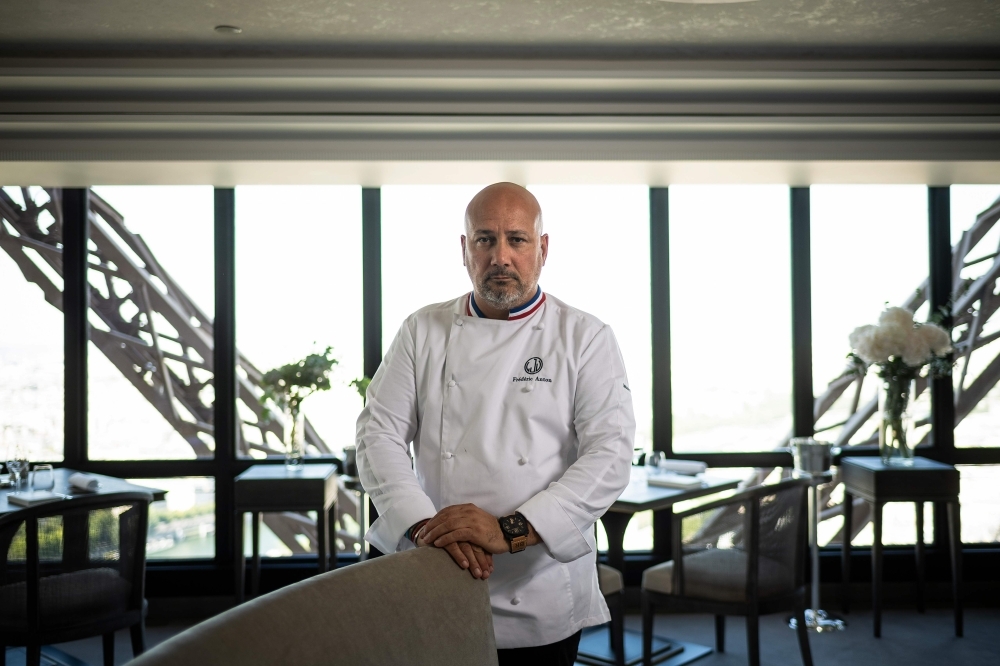 Starred French chef Frederic Anton poses during a photo session at the 