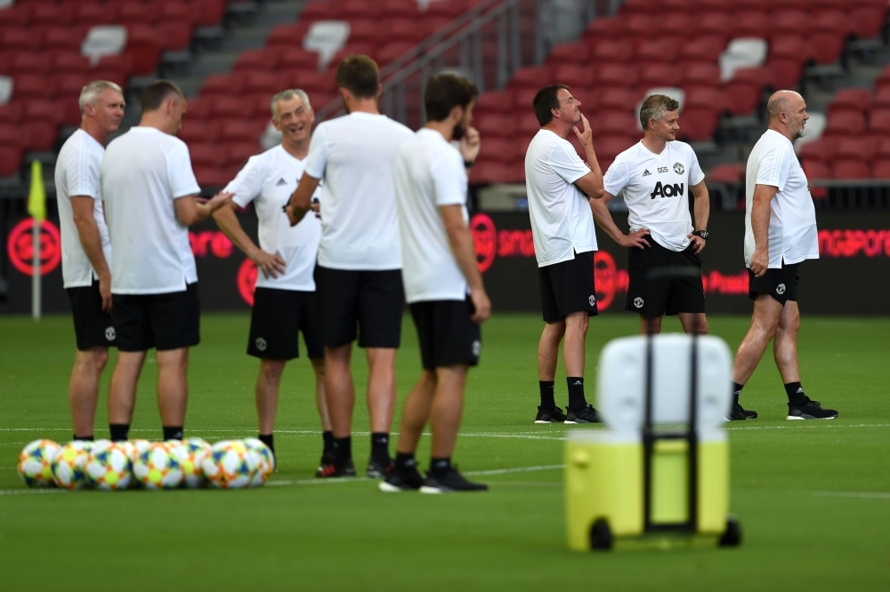 Manchester United's manager Ole Gunnar Solskjaer attends a press conference in Singapore on Friday, ahead of their International Champions Cup football match against Inter Milan. — AFP