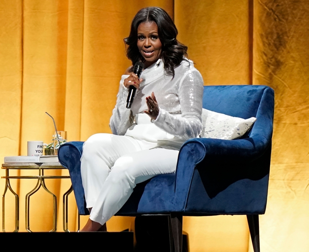 In this file photo taken on November 13, 2018, Former US first lady Michelle Obama speaks at the opening of her multi-city book tour at the United Center in Chicago, Illinois. -AFP photo  