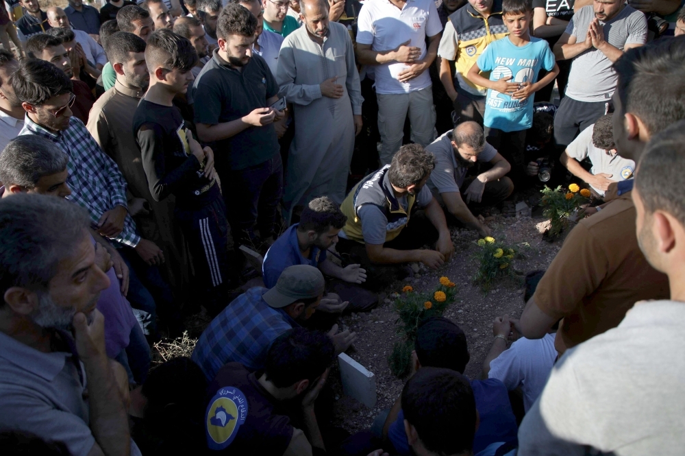 Members of the Syrian Civil Defence known as 