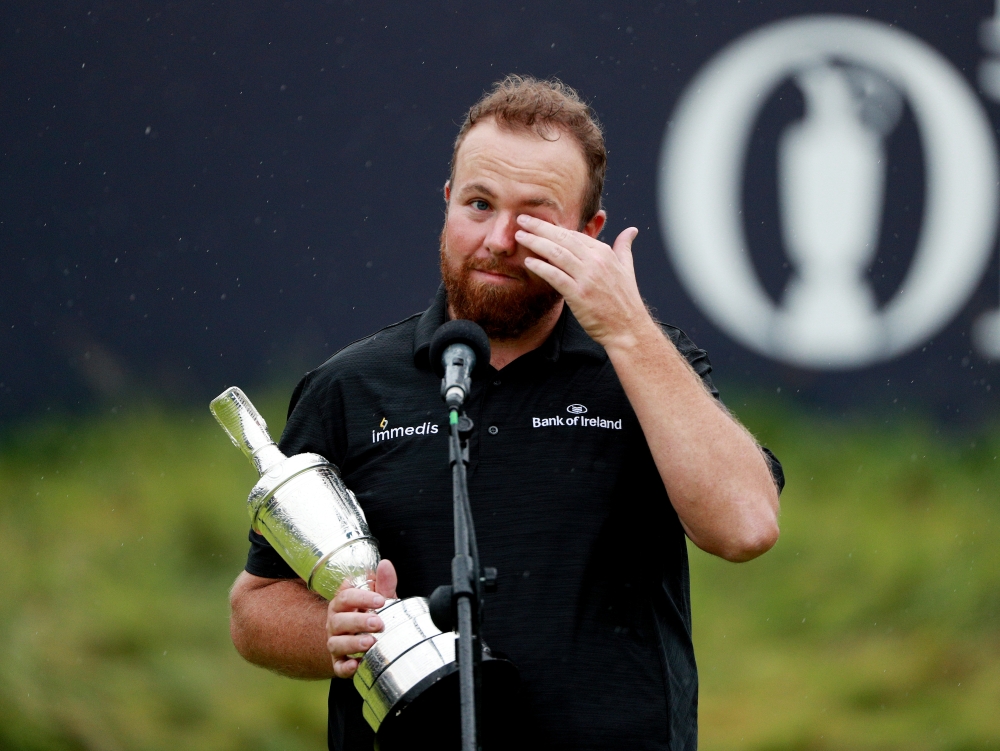 Republic of Ireland's Shane Lowry with the Claret Jug trophy after winning the 148th Open Championship at the Royal Portrush Golf Club, Portrush, Northern Ireland, on Sunday. — Reuters
