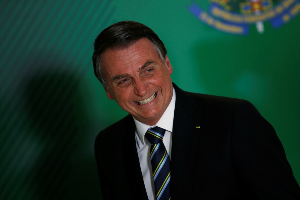 Brazil's President Jair Bolsonaro attends the ceremony marking his 200 days in office at the Planalto Palace in Brasilia, Brazil on July 18. -Reuters photo