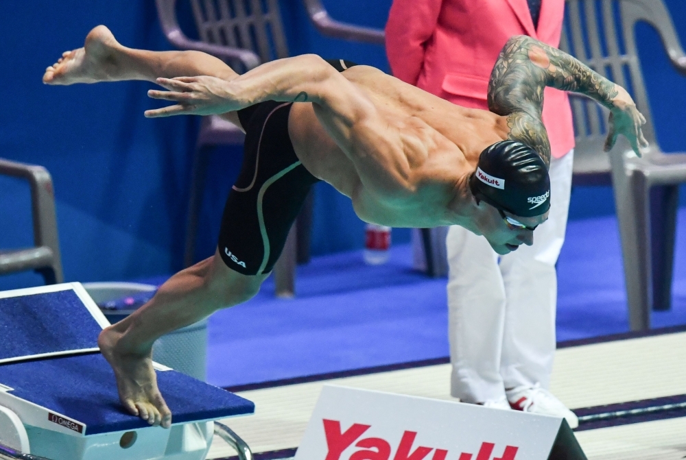 USA's Caeleb Dressel competes in the semifinal of the men's 50m freestyle event during the swimming competition at the 2019 World Championships at Nambu University Municipal Aquatics Center in Gwangju, South Korea, on Friday. — AFP
