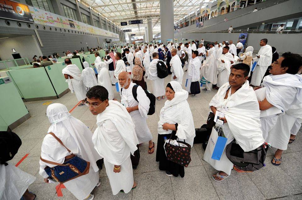Pilgrims go through passport control upon their arrival at Jeddah airport. — File photo