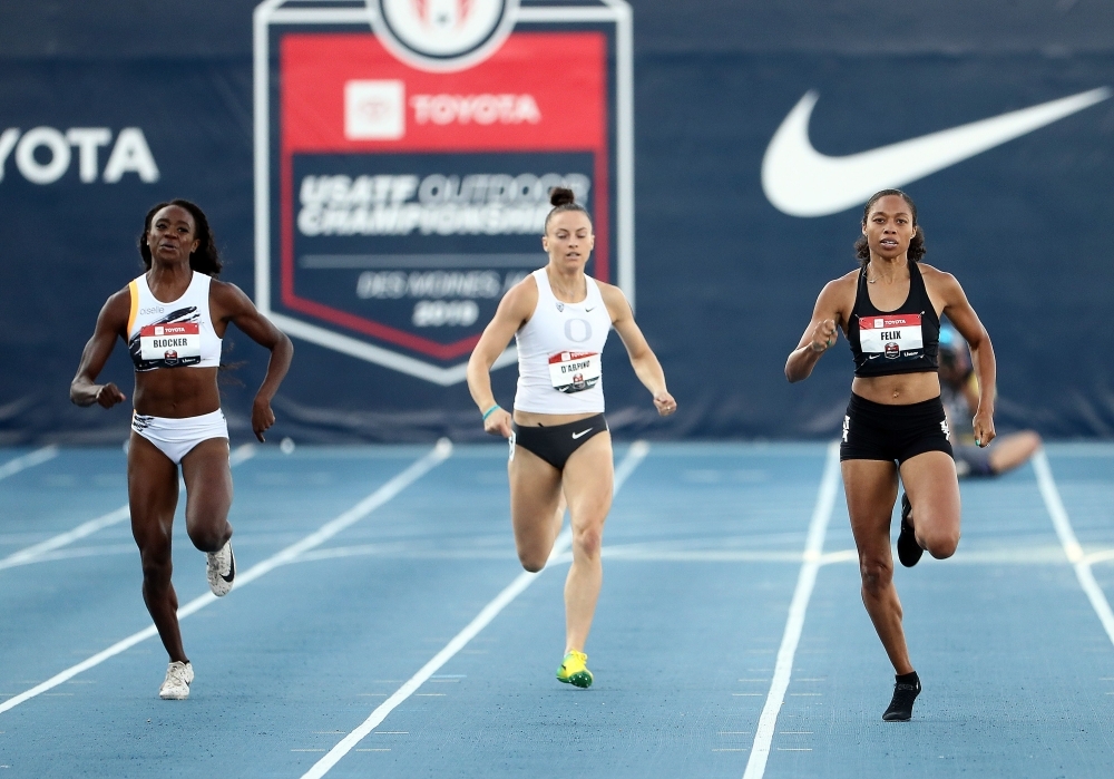 Allyson Felix competes in the Women's 400 Meter semifinal during the 2019 USATF Outdoor Championships at Drake Stadium in Des Moines, Iowa, in this July 25, 2019 file photo. — AFP