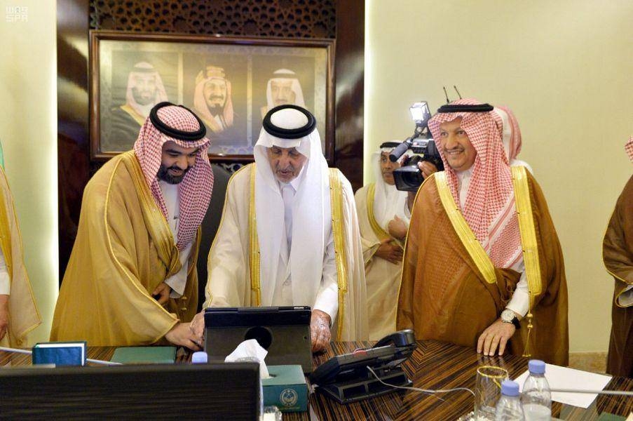 Prince Khaled Al-Faisal, emir of Makkah and chairman of the Central Haj Committee, launched G5 services in the holy sites. — SPA