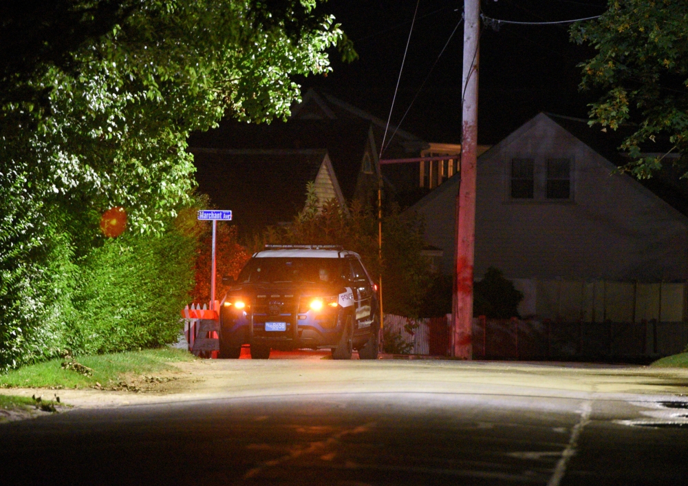 A Barnstable Police cruiser sits at the top of Marchant Avenue as police investigate the death of Saoirse Kennedy Hill, the granddaughter of the late Robert F. Kennedy, at the Kennedy Compound in Hyannis Port, Massachusetts, on Thursday. — Reuters