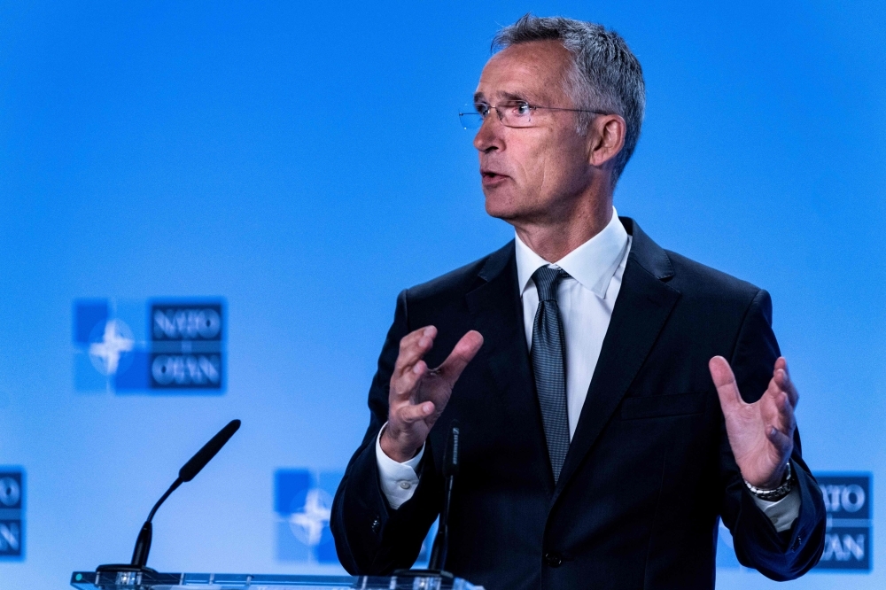 NATO Secretary General Jens Stoltenberg gestures as he delivers a speech during a press conference about the end of the Intermediate-Range Nuclear Forces (INF) treaty at the North Atlantic Treaty Organization (NATO) headquarters, in Brussels, on Friday. — AFP
