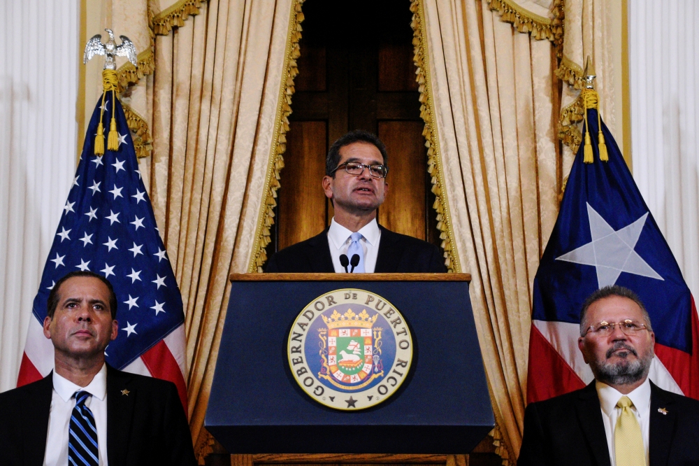 Pedro Pierluisi holds a news conference after swearing in as Governor of Puerto Rico in San Juan on Friday. -Reuters photo