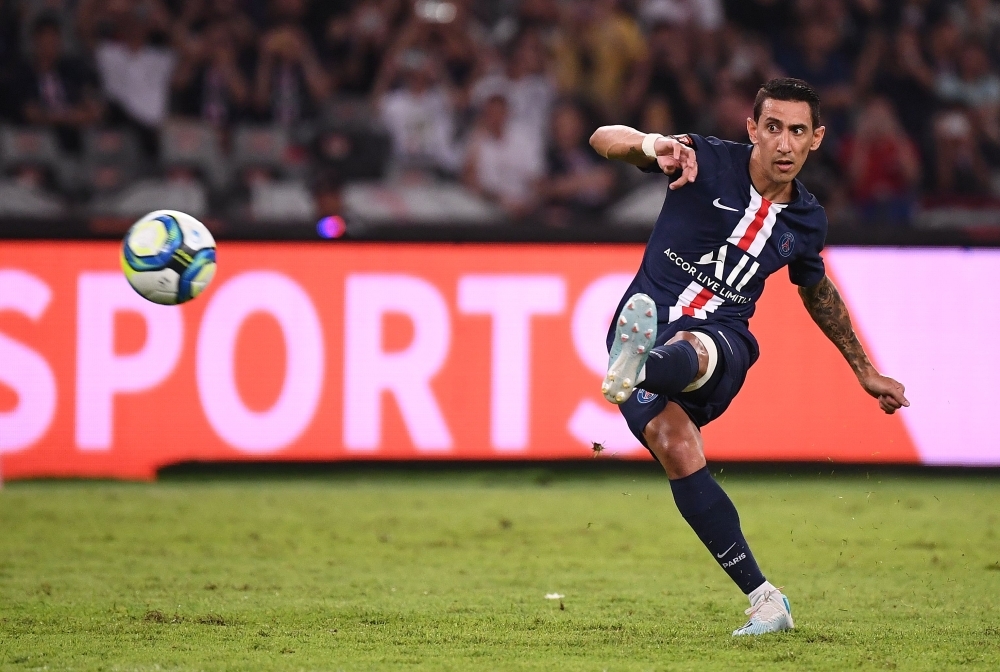 Paris Saint-Germain's Argentinian forward Angel Di Maria scores a goal during the French Trophy of Champions football match between Paris Saint-Germain (PSG) and Rennes (SRFC) at the Shenzhen Universiade stadium in Shenzhen on Saturday. – AFP
