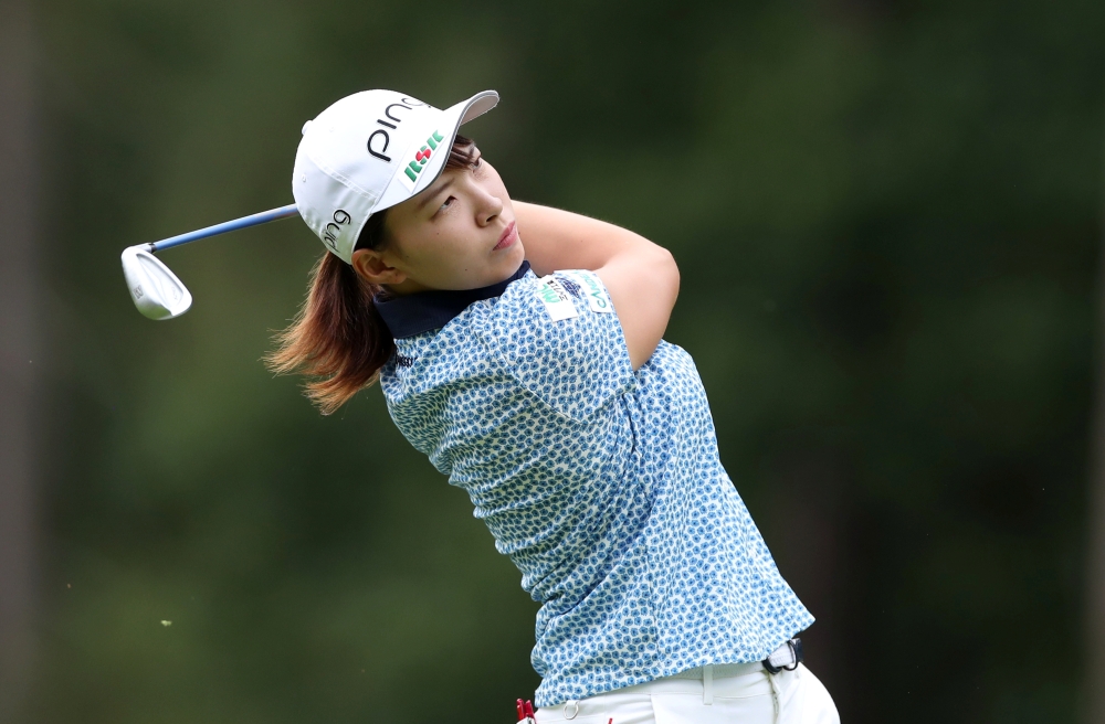 Japan's Hinako Shibuno in action during the third round of women’s British Open at Woburn Golf Club, Milton Keynes, Britain, on Saturday. — Reuters