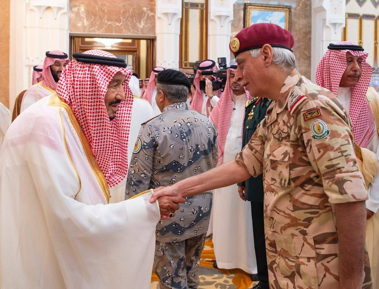 Custodian of the Two Holy Mosques King Salman receives guests for Eid Al-Adha. -SPA