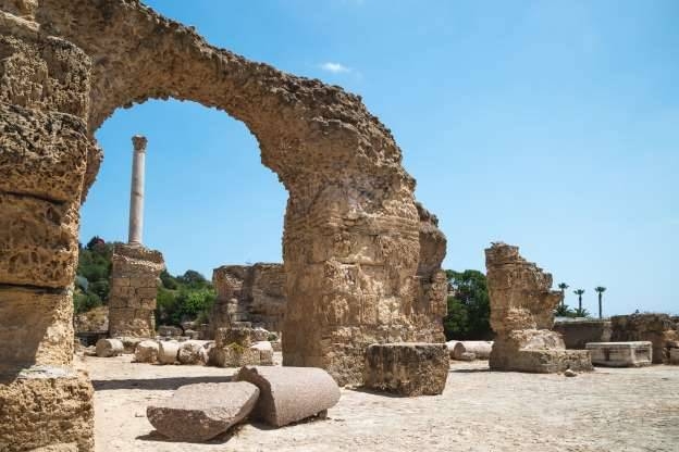Ruins of Carthage at Baths of Antoninus, column and fragment of the wall. –Courtesy photo