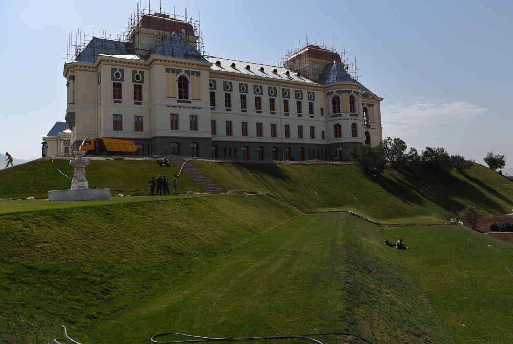  This photo taken on August 8, 2019 shows the exterior of Darulaman Palace, which is undergoing a complete renovation, in Kabul. -AFP