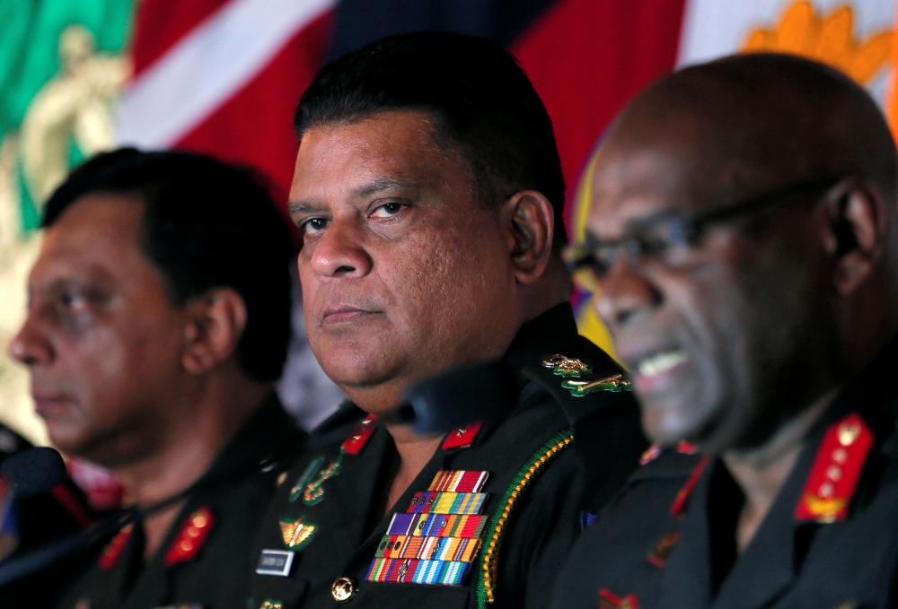 Chief of staff of Sri Lankan army Shavendra Silva, center, attends a news conference in Colombo, Sri Lanka, in this May 16, 2019 file photo. — Reuters