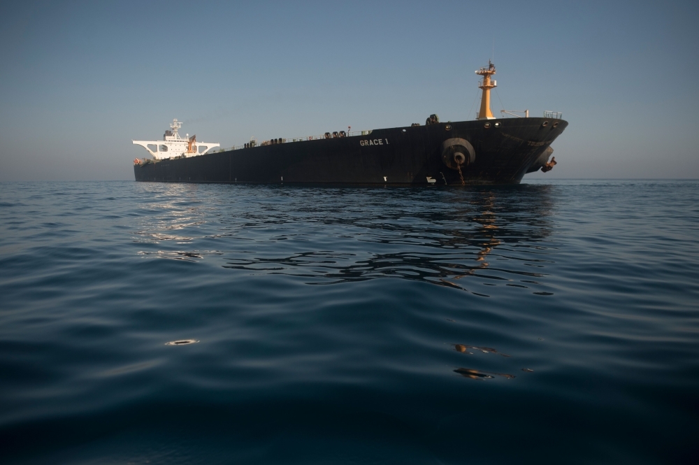Picture shows Iranian supertanker Grace 1 off the coast of Gibraltar on Aug. 15, 2019. — AFP