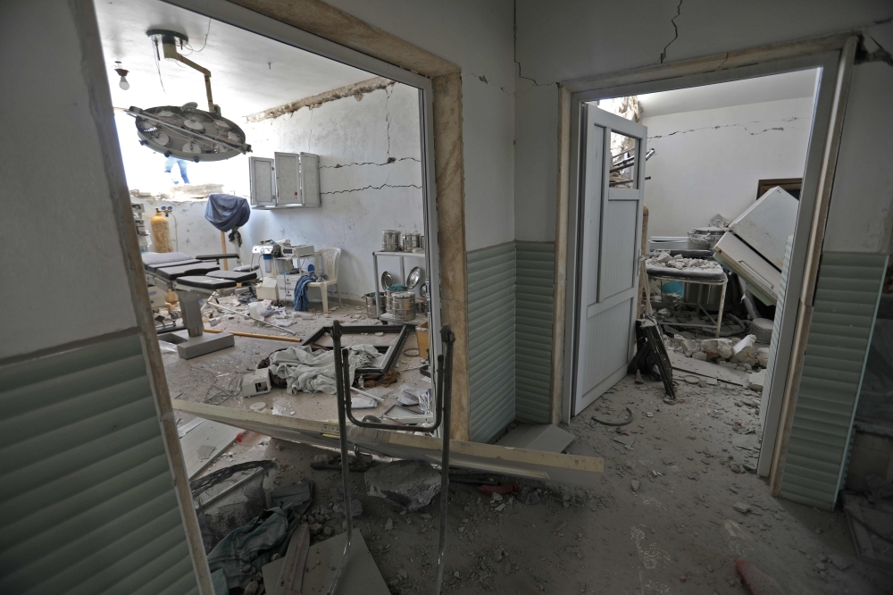 The damaged interior of an operating room following a reported airstrike on a makeshift clinic in the area of Tallmannis in Syria's northern Idlib province. — AFP
