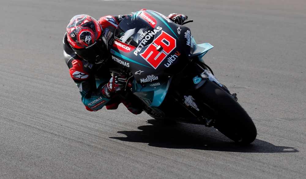 Petronas Yamaha SRT's Fabio Quartararo during practice at Silverstone Circuit, Silverstone, Britain, on Friday. — Reuters