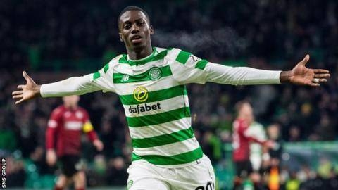 Vakoun Bayo strikes twice on his first start as Scottish champions Celtic beat Hearts 3-1, on Sunday. — Courtesy photo