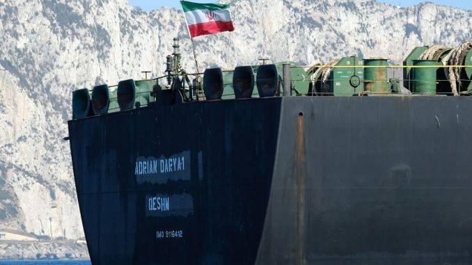 An Iranian flag flutters on board the Adrian Darya oil tanker, formerly known as Grace 1, off the coast of Gibraltar, in this Aug. 18, 2019 file photo. — AFP
