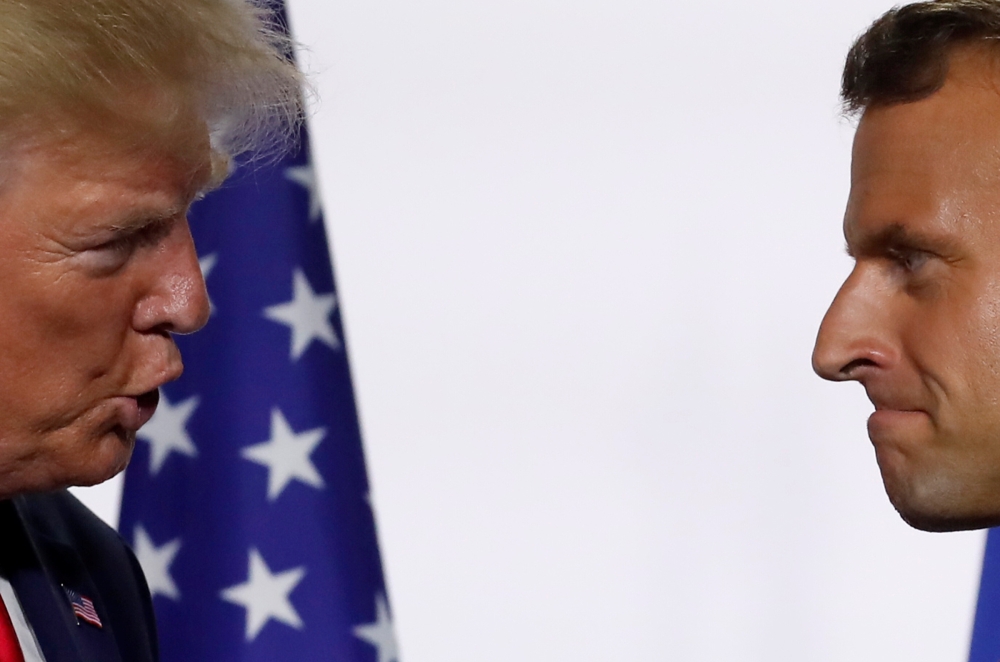 French President Emmanuel Macron and US President Donald Trump attend a joint press conference at the end of the G7 summit in Biarritz, France, on  Monday. — Reuters
