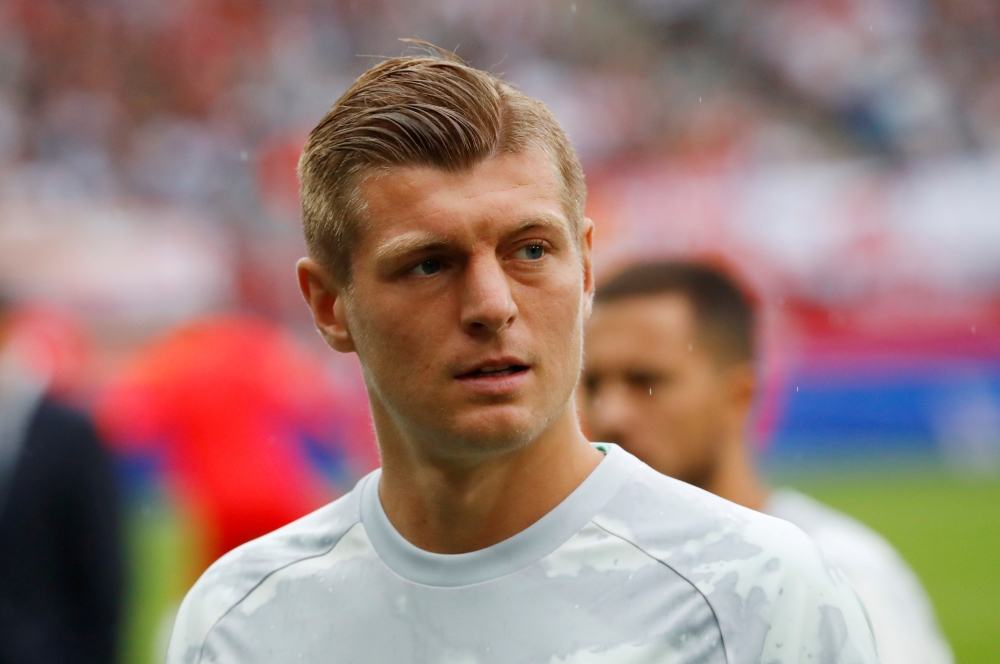 Real Madrid's Toni Kroos during the warm up before the Pre-season Friendly against Red Bull Salzburg at the Red Bull Arena, Salzburg, Austria. — Reuters