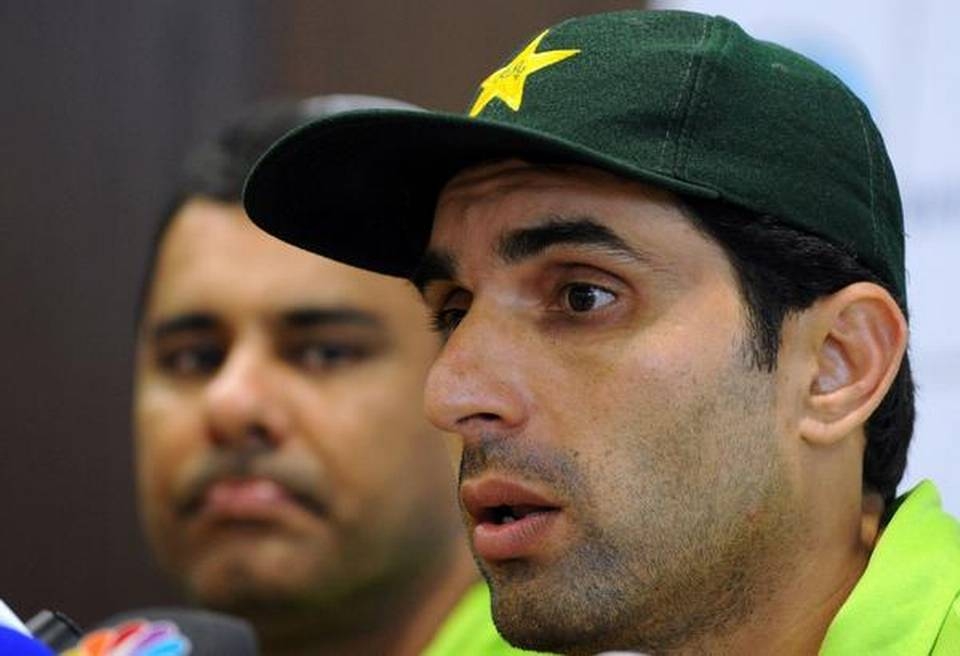 Misbah-ul-Haq (R) and Waqar Younis. — AFP