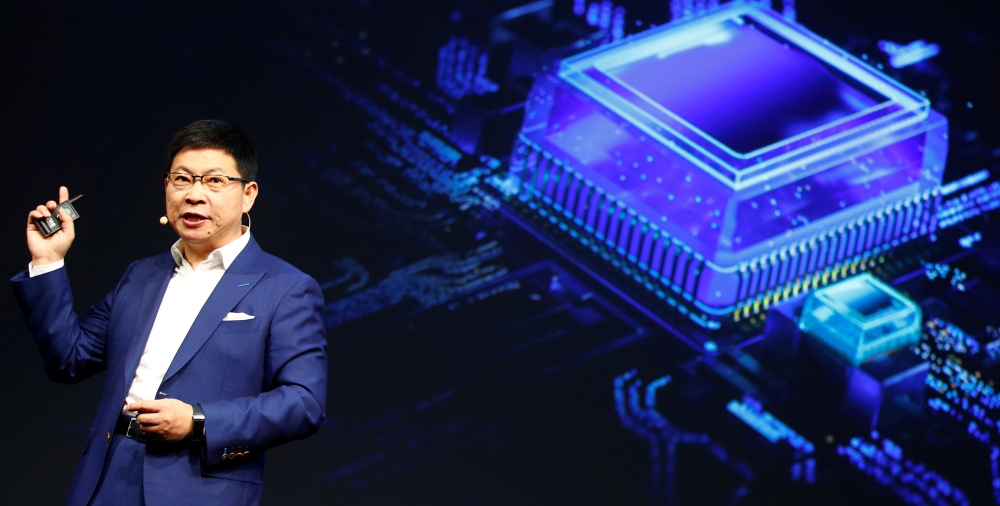 Richard Yu, CEO of Huawei's consumer business group, presents the new Kirin 990 5G chipset at the IFA consumer tech fair in Berlin, Germany, Friday. — Reuters
