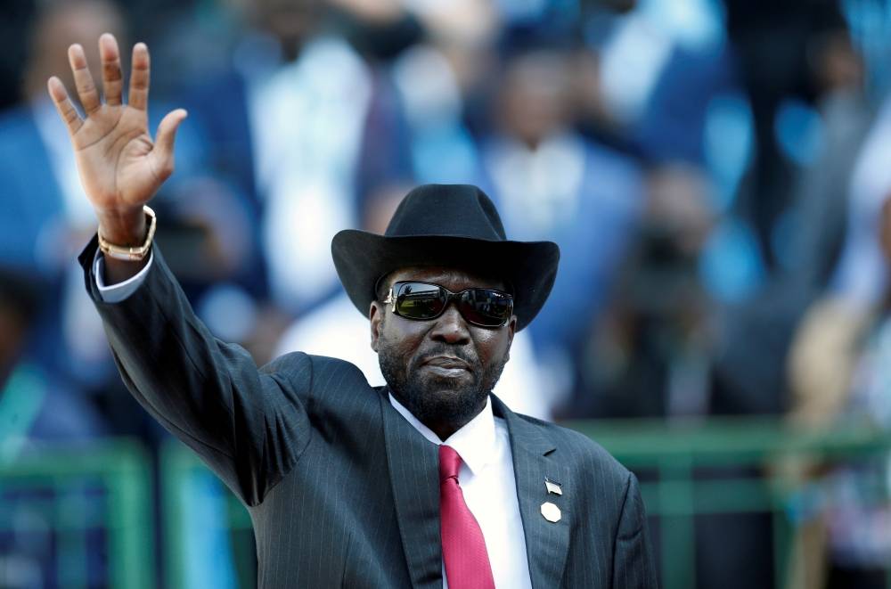 South Sudan's President Salva Kiir Mayardit arrives for the inauguration of Cyril Ramaphosa as South African's president, at Loftus Versfeld stadium in Pretoria, South Africa May 25, 2019. -Reuters