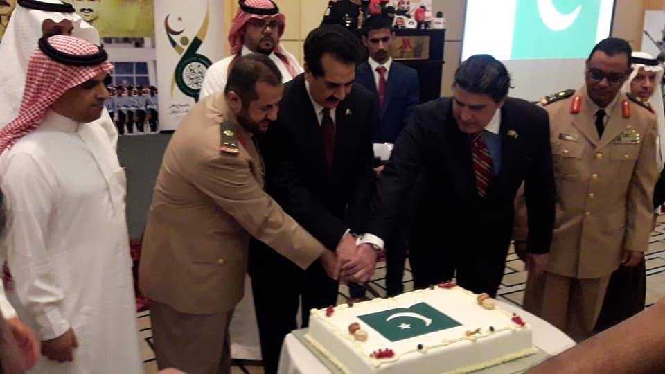 Pakistani Defense Attaché Brig. Haroon Ishaq Raja at the mike.